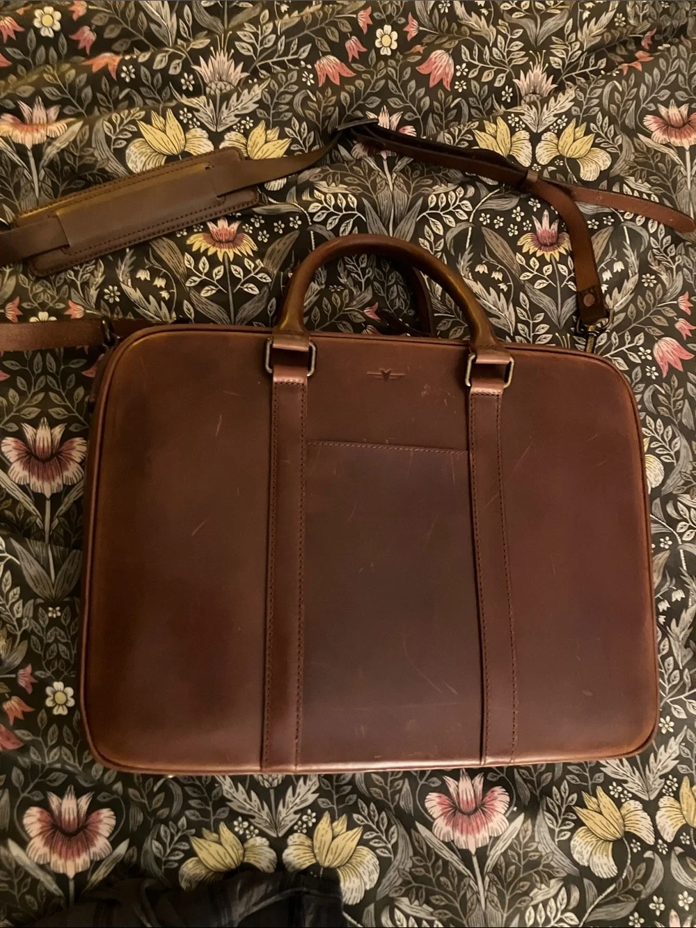 Premium Tuscan leather Laptop Briefcase with Removable Strap